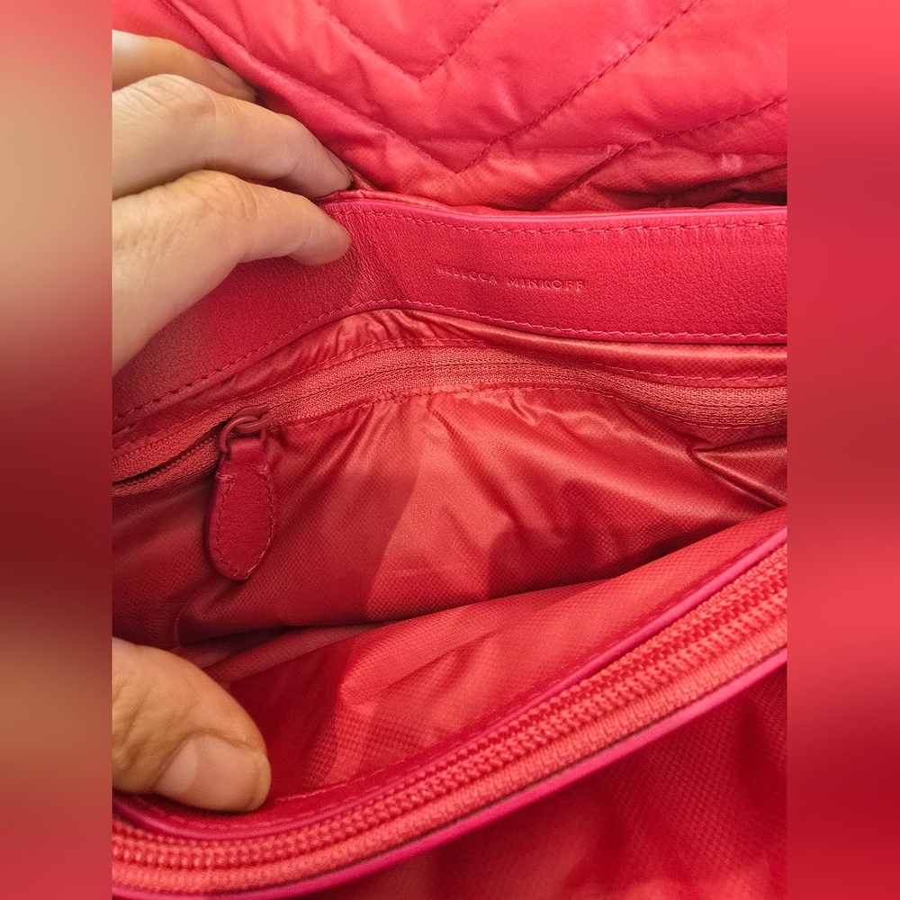 Rebecca Minkoff Edie Nylon Jumbo Flap Shoulder Bag Pink - Picture 12 of 13